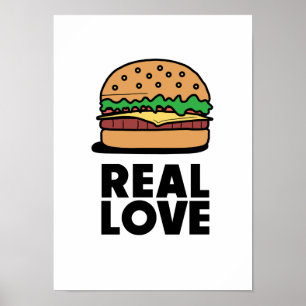 Poster "REAL AMOR" Engraçado Burger Fast Comida