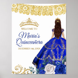 Poster Real Azul Vestida A Coroa de Quinceañera Aniversár
