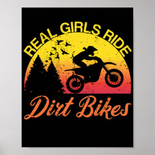 Poster Real Girls Ride Dirt Bikes Motocross Sunset Stunt