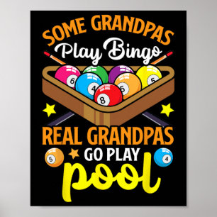 Poster Real Grandpas Engraçado Jogador de Piscina Billiar
