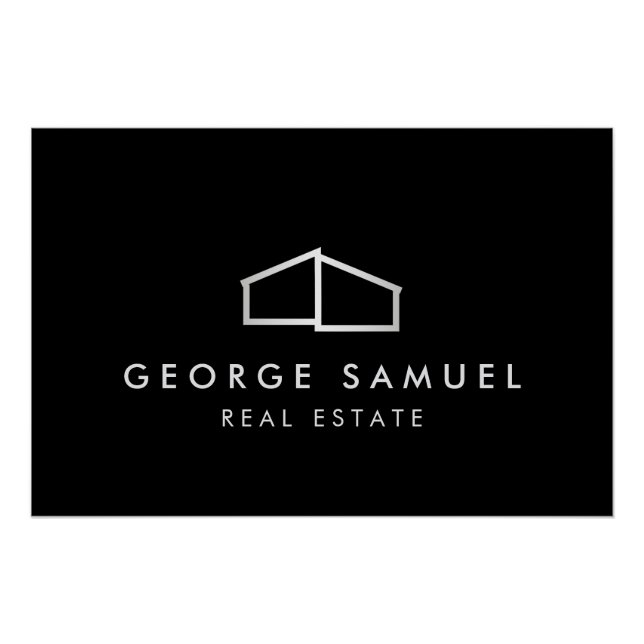 Pôster Realador de logotipo doméstico preto e branco (Frente)