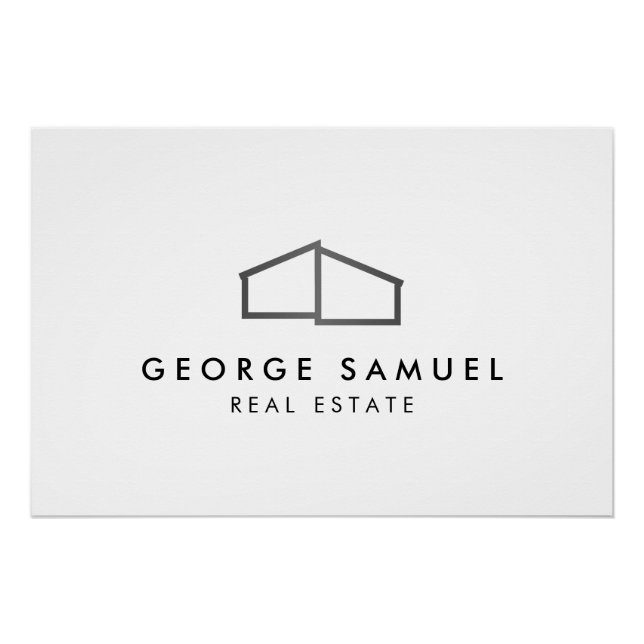 Pôster Realador de logotipo doméstico preto e branco (Frente)