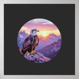 Poster Realistic Eagle on Rock – Majestic Wildlife Scene