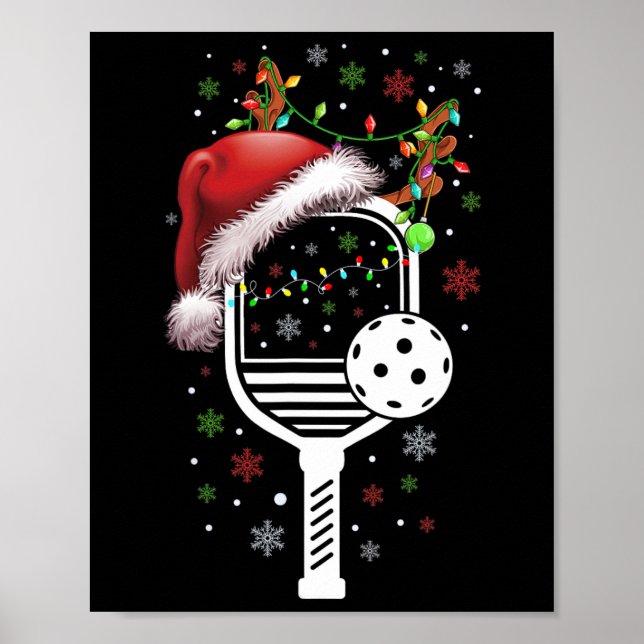 Poster Realizador de Natal do Jogador de Pickleball Xmas (Frente)