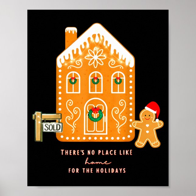 Poster Realtor Christmas Funny Realtor Holiday Gingerbrea (Frente)