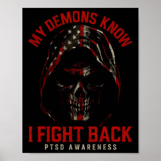 Poster Reaper Ptsd Meus Demônios Sabem Que Eu Luto Saúde 