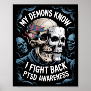 Poster Reaper Ptsd Meus Demônios Sabem Que Eu Luto Saúde