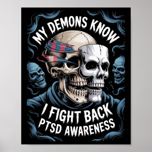 Poster Reaper Ptsd Meus Demônios Sabem Que Eu Luto Saúde  (Frente)