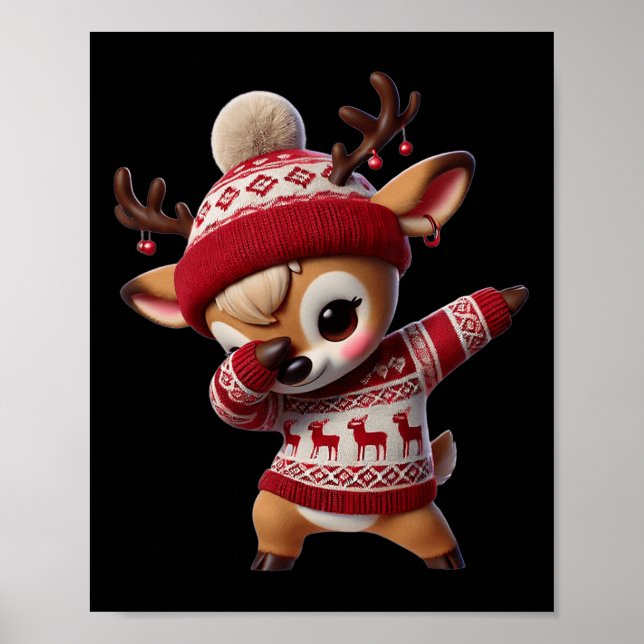 Poster Rebelde De Natal Familiar Xmas Deer Kids G (Frente)