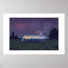 Poster Reboque de Viagem Prata RV & Noite Grande Impressã