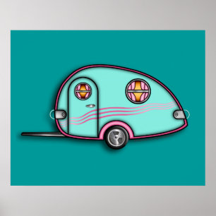 Pôster Reboque de Viagem RV para Largura 24 X 39 ARCHIVAL