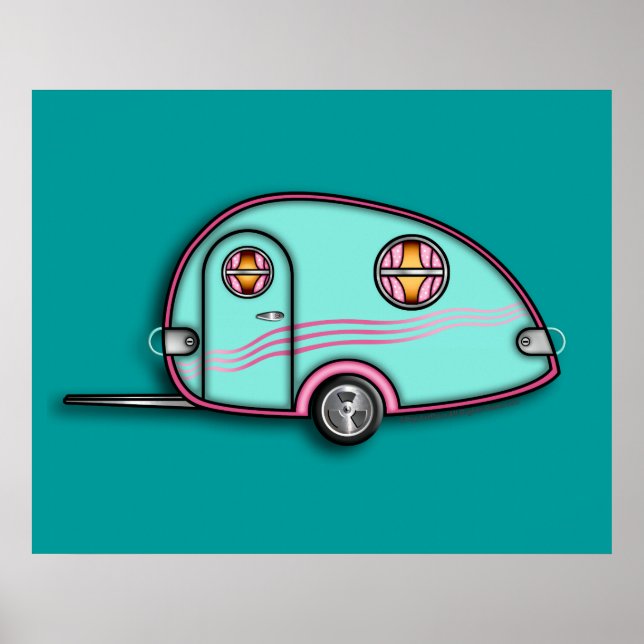 Pôster Reboque de Viagem RV para Largura 24 X 39 ARCHIVAL (Frente)