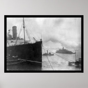 Pôster Reboquees que puxam o Lusitania 1914