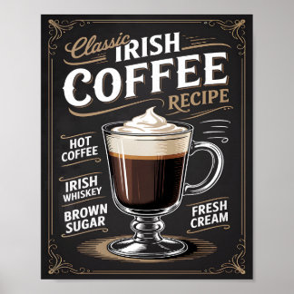 Poster Receita Clássica de Café Irlandês Vintage