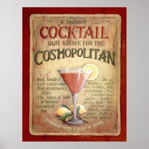 Poster receita cosmopolita do cocktail