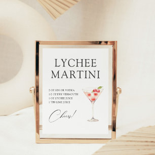 Poster Receita de Bar de Coquetel Lychee Martini