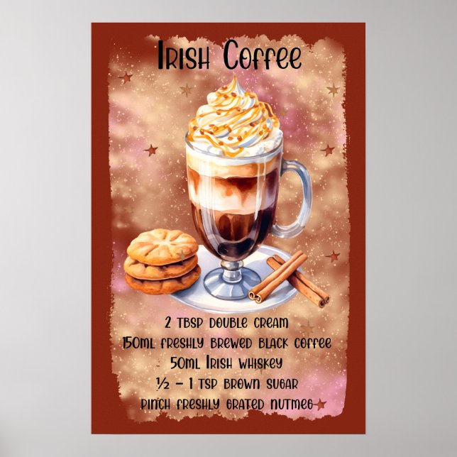 Poster Receita de café irlandês de Natal no Natal (Frente)