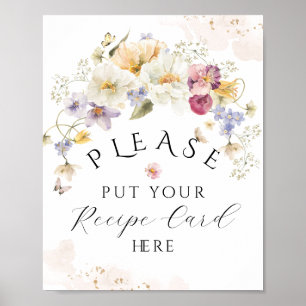 Poster Receita de Chá de Noiva Rústico de Flor Silvestre 