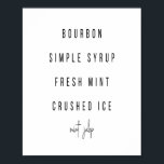 Poster Receita de Cocktail da Mint Julep<br><div class="desc">Receita de Cocktail da Mint Julep</div>