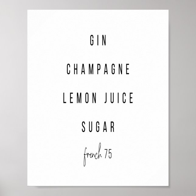 Poster Receita de Cocktail em França 75 (Frente)