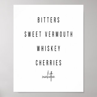 Poster Receita de Cocktail Manhattan