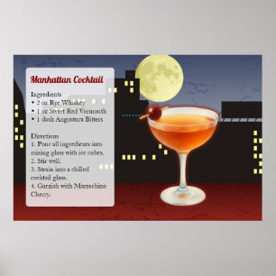 Poster Receita de Manhattan Cocktail