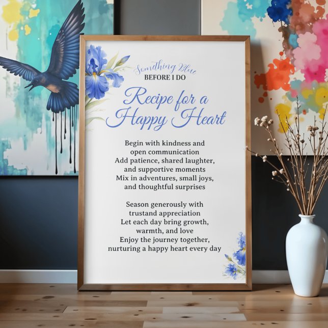 Poster Receita de Presente para Chá de Noiva para um Cora (Bridal Shower Gift Recipe for a Happy Heart Poster
)