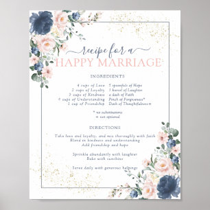 Poster Receita de Rosa Poeira Azul para um Casamento Feli