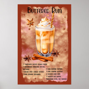 Poster Receita de rum de manteiga de Natal no Natal