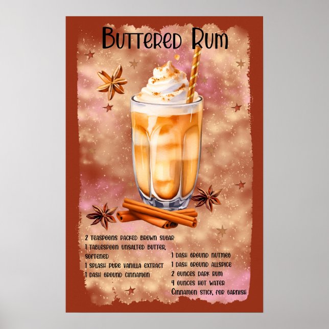 Poster Receita de rum de manteiga de Natal no Natal (Frente)