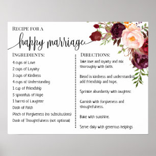 Poster Receita de um casamento feliz recém-casados marsa