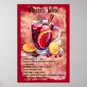 Poster Receita de vinho enrolado bar da festa de Natal