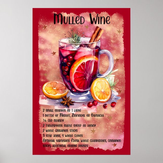 Poster Receita de vinho enrolado bar da festa de Natal (Frente)