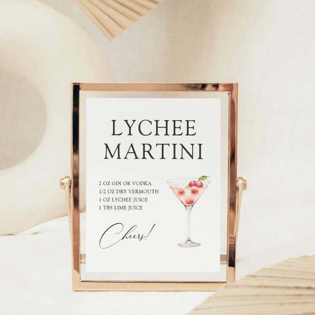 Poster Receita do Bar Lychee Martini Cocktail (Criador carregado)