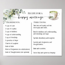Poster Receita para uma Feliz Casamento Greenery Matcha