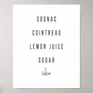 Poster Receita Sidecar Cocktail