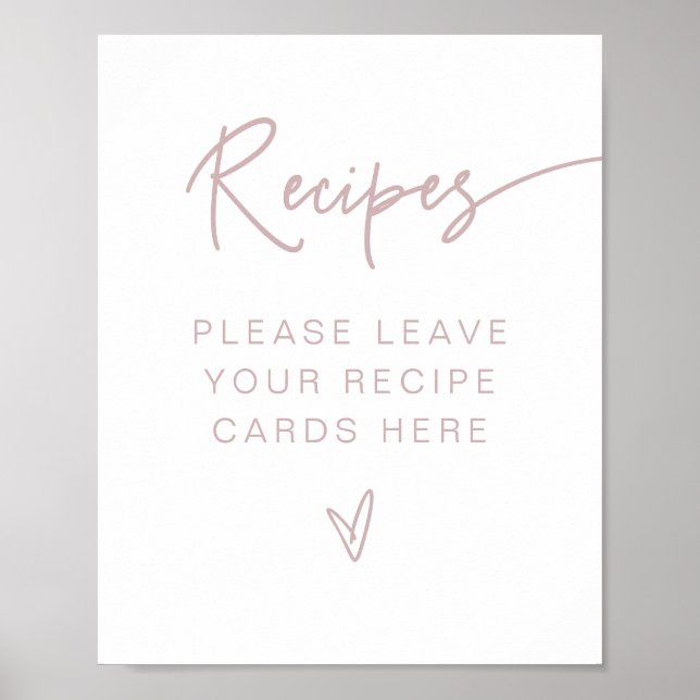 Poster Receitas de Chá de Noiva Rosa Poeira Boho MARLO (Frente)