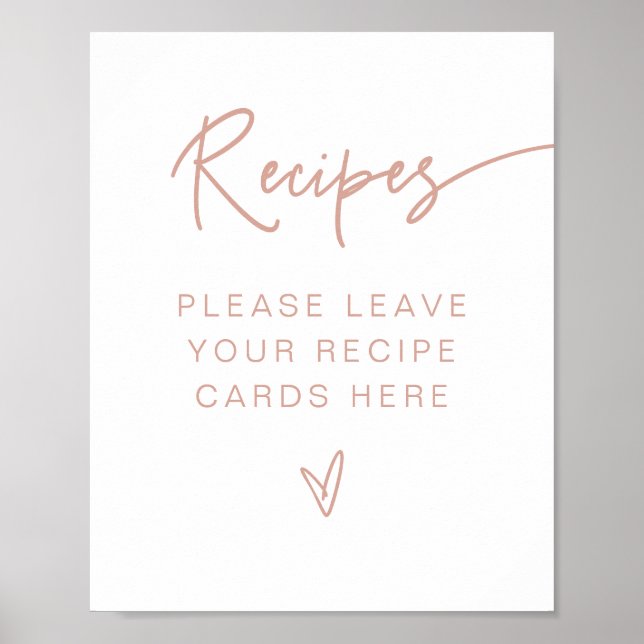 Poster Receitas para Chá de Noiva MARLO Boho Blush Rosa (Frente)