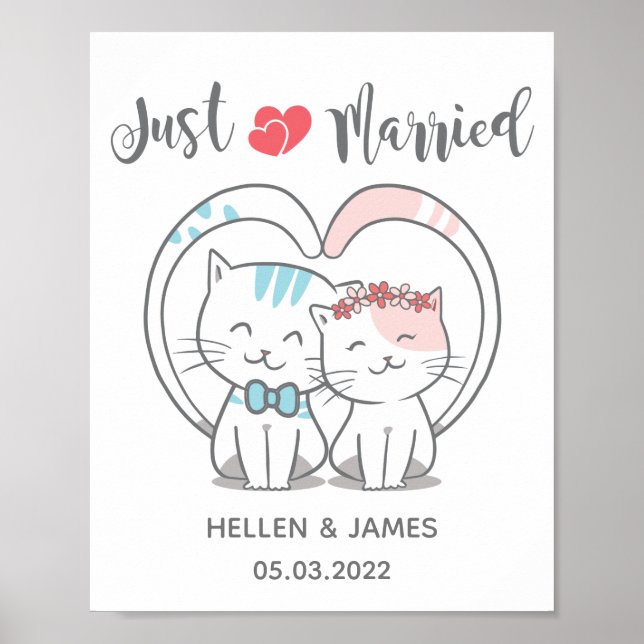 Poster Recem casados Cat Wedding (Frente)