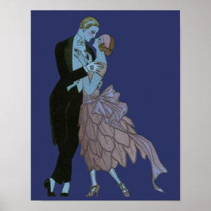 Pôster Recém-casados Vintage Art Déco, Dança de Casamento