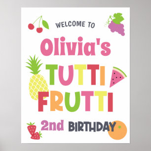 Poster Recepção de Aniversário Colorida Tutti Frutti