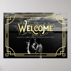 Poster Recepção de casamento Art Deco Bem-vindo Adicionar