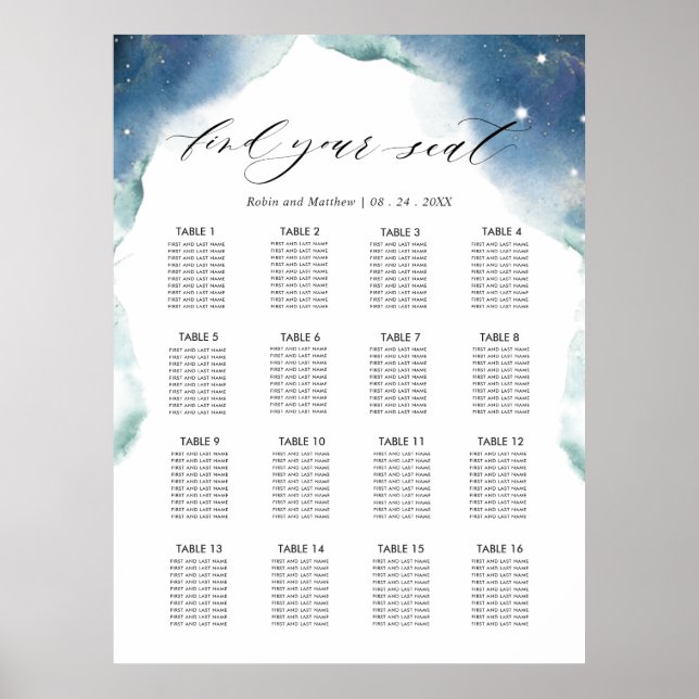 Poster Recepção de casamento Celestial 16 Sinal do Gráfic (Frente)