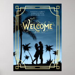 Poster Recepção de casamento de Art Deco Sinal de boas-