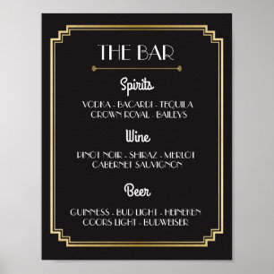 Pôster recepção de casamento de Bar Dourado Art Deco 1920