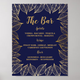 Poster Recepção de casamento Marinho Dourado Sinal de Fol