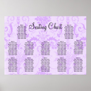 Poster Recepção de Casamento tema damasco Roxo Elegante