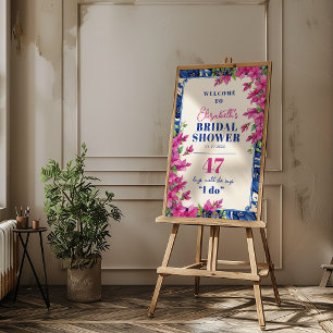 Poster Recepção de Chuveiro de Noiva com Azulejos Azuis e