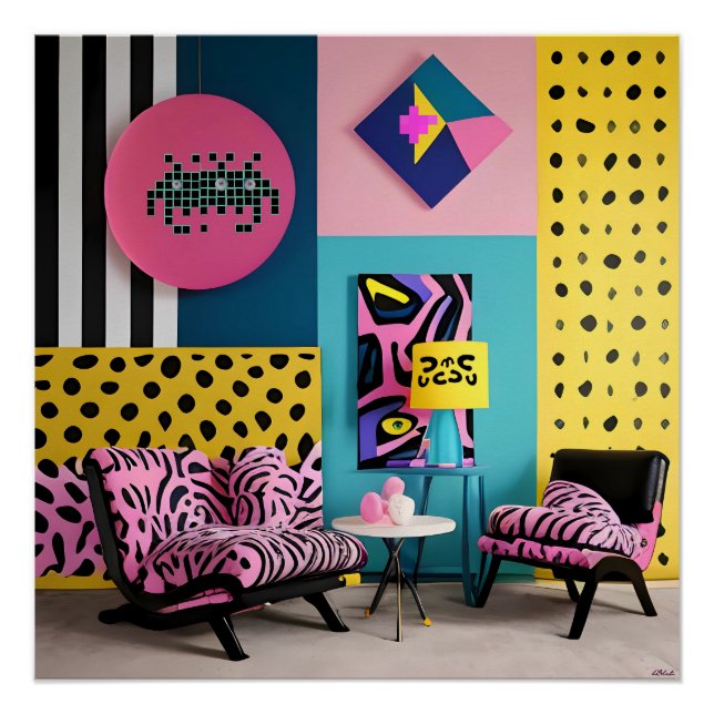 Pôster Recepção de Design Memphis Sonho (Frente)