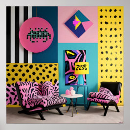 Poster Recepção de Design Memphis Sonho